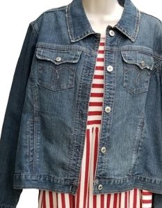 - Distressed Denim Coldwater Creek Jacket Sz L